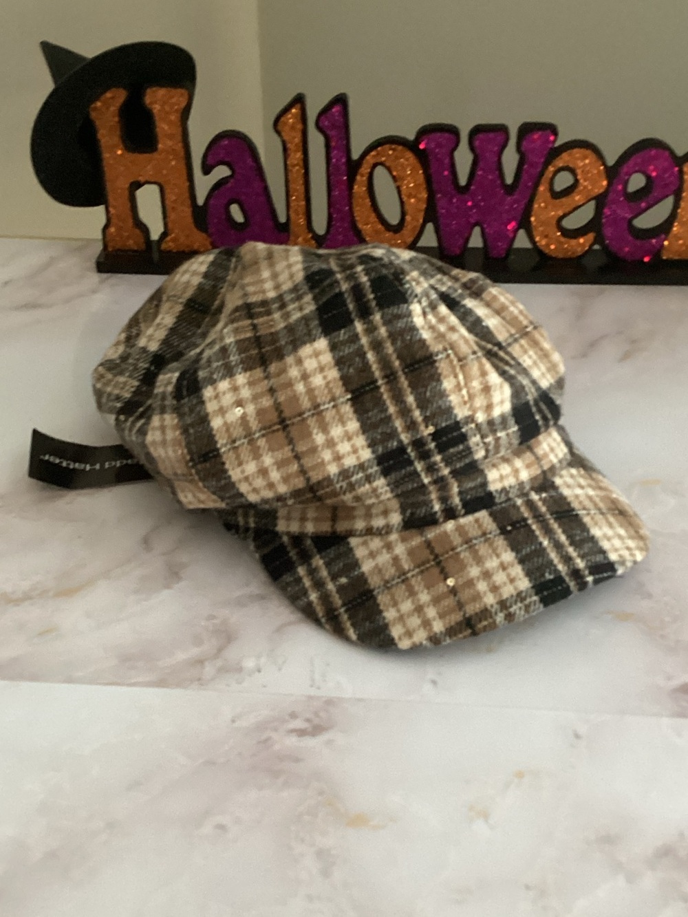 shimmer sequin plaid cadet hat nwt